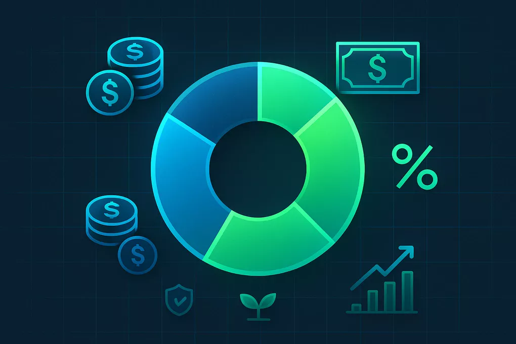 Visual representation of bankroll management showing percentage-based unit allocation with 1%, 2%, 3%, and 5% segments