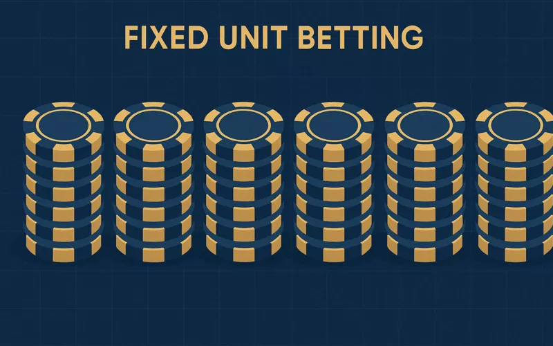 Fixed unit betting strategy illustration showing consistent bet sizing with identical stacks representing disciplined money management
