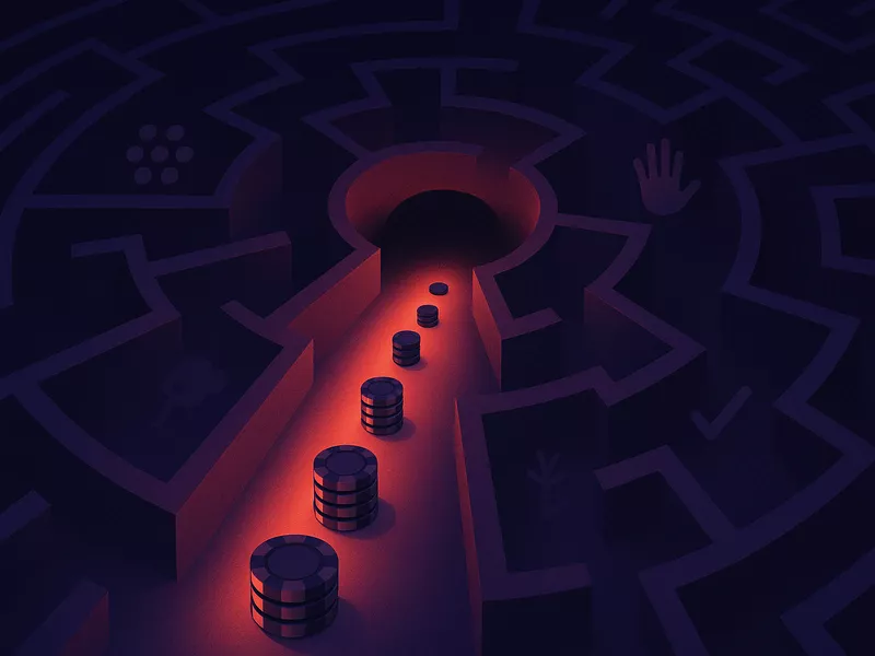 Psychological trap illustration showing cognitive biases and gambling fallacies in progressive betting