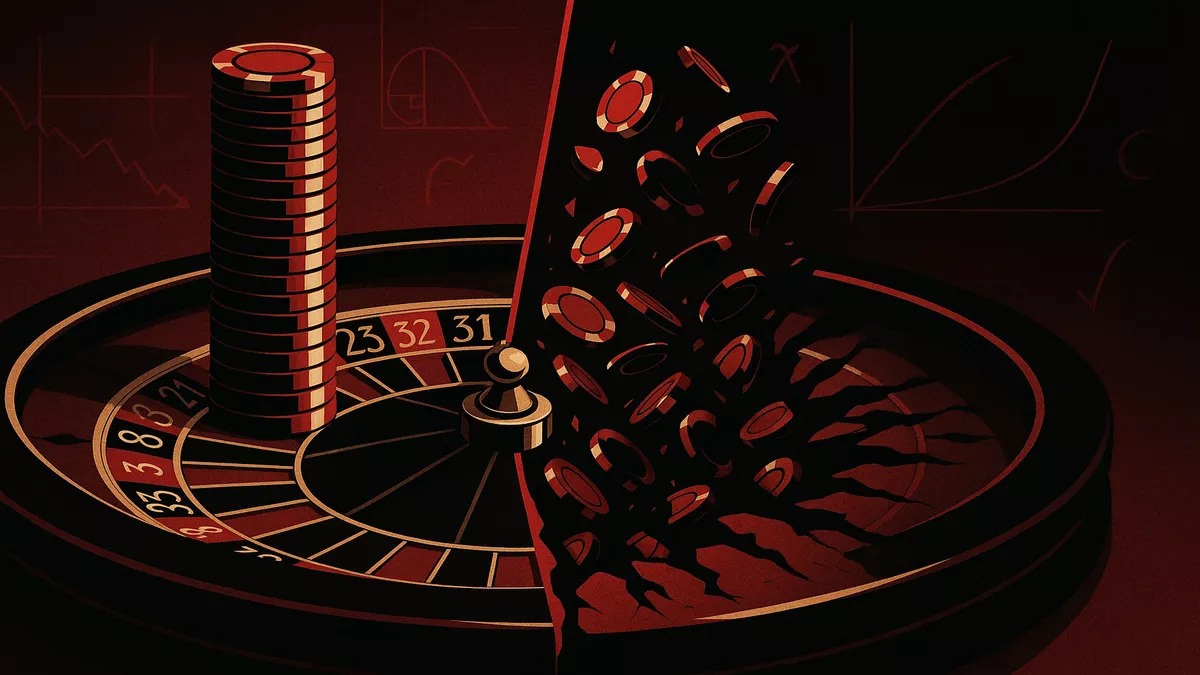 Martingale betting system visualization showing exponential risk and progressive betting failure